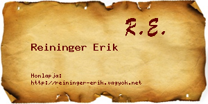 Reininger Erik névjegykártya